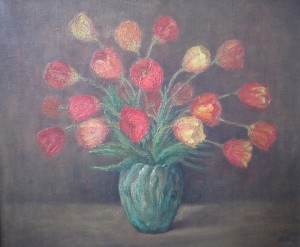 Tulpen in groene vaas, Albert Van Hecke, 1971